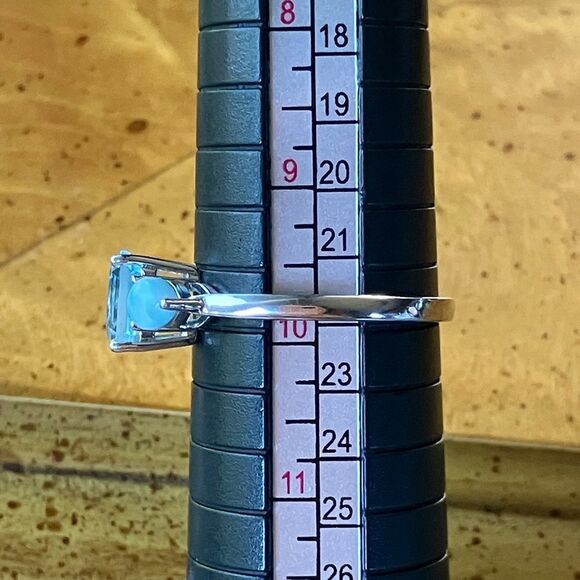 Sky Blue Topaz Larimar Sterling Silver Ring Size 9.75 - Picture 9 of 10